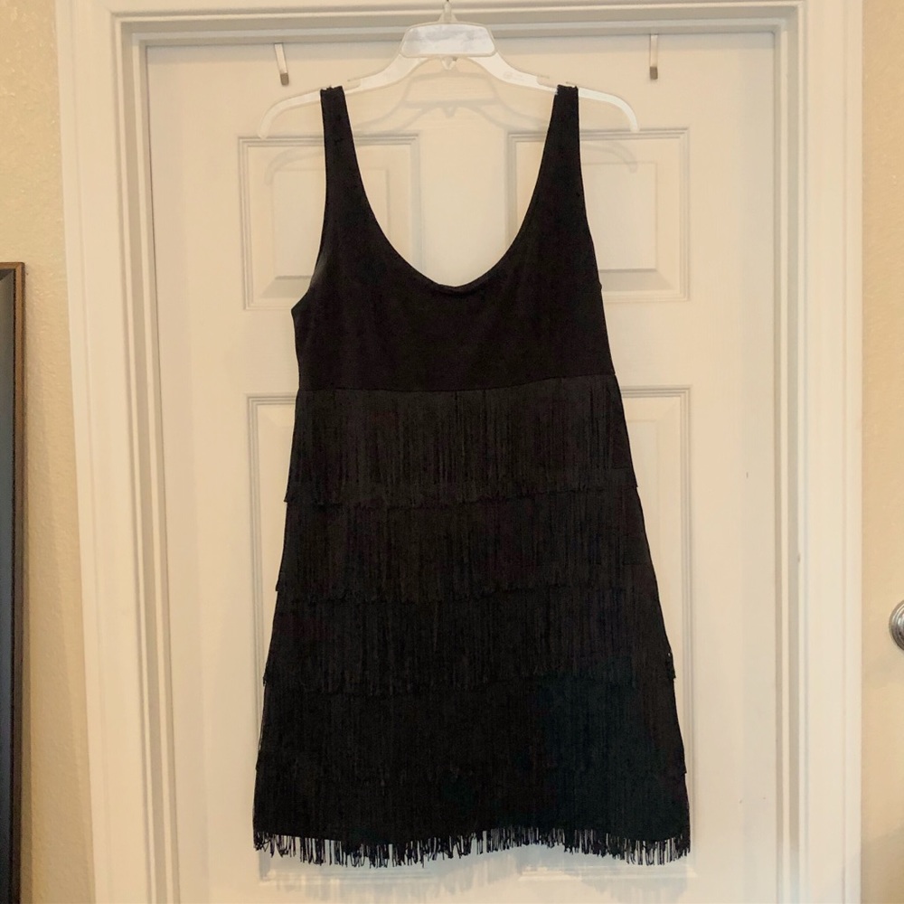 Black Flapper Dress with Fringe!